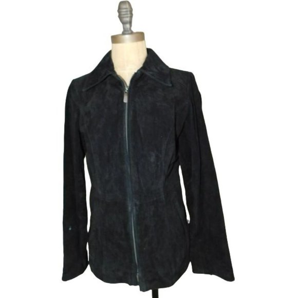 Dennis Basso Size XXS Black Suede Leather Lined Zip Front Jacket - Picture 1 of 2